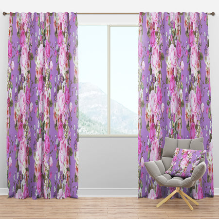 pattern with country roses - Mid-Century Modern Curtain Panels