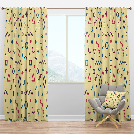 Retro Abstract Pattern Design VI - Mid-Century Modern Curtain Panels
