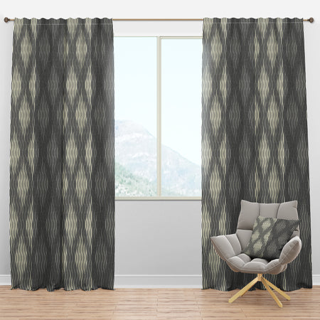 Retro Geometrical Abstract Minimal Pattern V - Mid-Century Modern Curtain Panels
