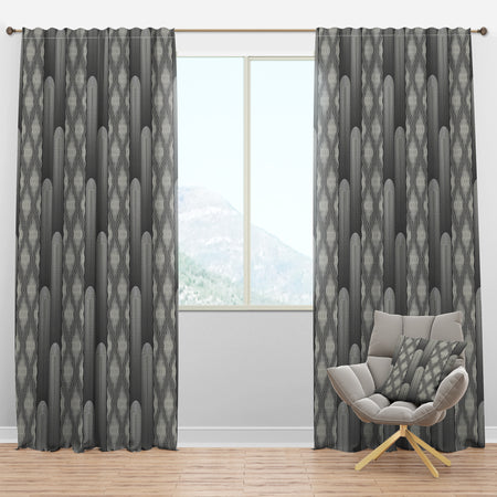 Mimimal Black And White Design II - Mid-Century Modern Curtain Panels