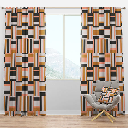 Abstract Retro Geometric IX - Mid-Century Modern Curtain Panels