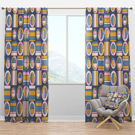 Retro Circular Design I - Mid-Century Modern Curtain Panels