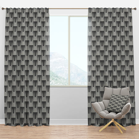 Mimimal Black And White Design I - Mid-Century Modern Curtain Panels