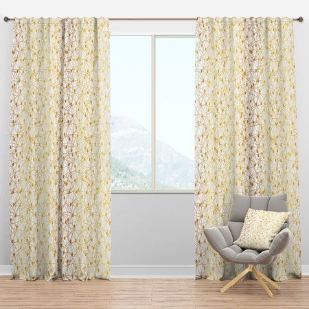Golden Maze II - Mid-Century Modern Curtain Panels