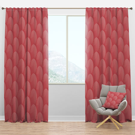 Coral Round Geometrical - Mid-Century Modern Curtain Panels