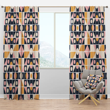Geometrical Retro Design I - Mid-Century Modern Curtain Panels