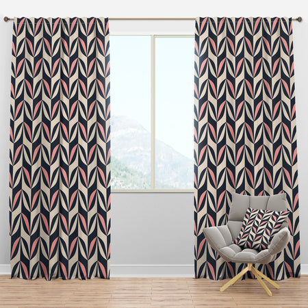 Floral Retro Botanical Pattern III - Mid-Century Modern Curtain Panels