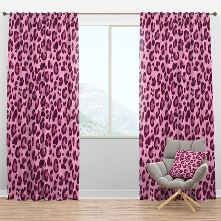 Pink Leopard Pattern - Mid-Century Modern Curtain Panels