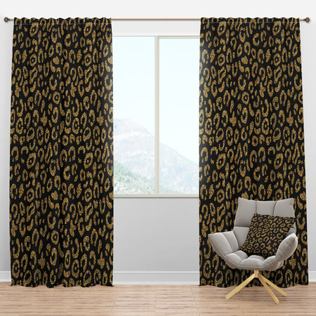 Golden Leopard Fur - Mid-Century Modern Curtain Panels