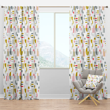 Retro Abstract Design XVI - Mid-Century Modern Curtain Panels