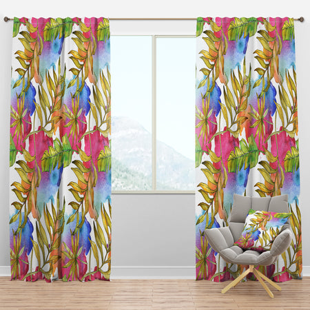 Tropical Foliage IV - Mid-Century Modern Curtain Panels