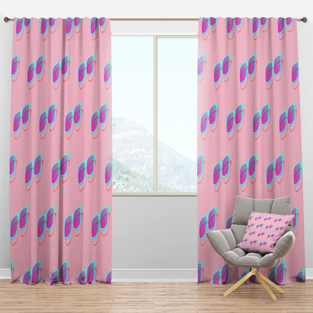 Pink Abstract Retro Pattern I - Mid-Century Modern Curtain Panels