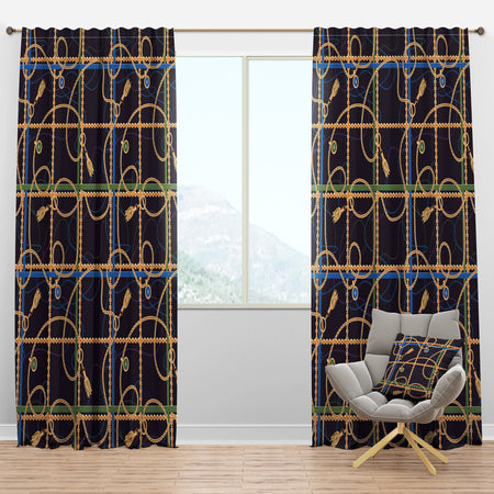 Trendy Gold Chain Pattern - Mid-Century Modern Curtain Panels