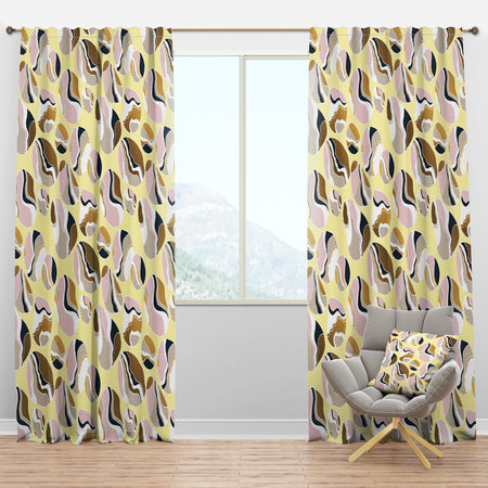 Golden River Stones - Mid-Century Modern Curtain Panels