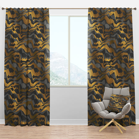 Angled lines and waves pattern - Mid-Century Modern Curtain Panels