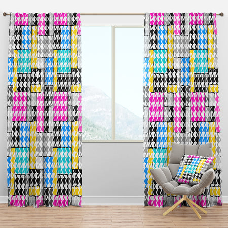 Classic Hounds-tooth Pattern II - Mid-Century Modern Curtain Panels