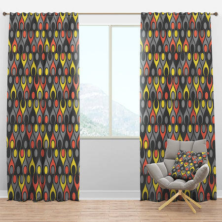 Retro Abstract Drops I - Mid-Century Modern Curtain Panels