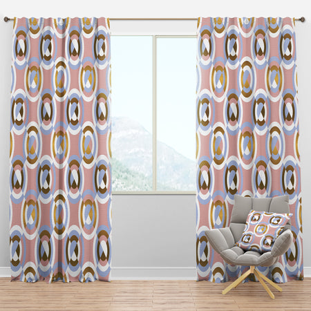 Circular geometric shapes pattern - Mid-Century Modern Curtain Panels