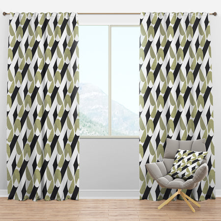 Circular Abstract Retro Geometric II - Mid-Century Modern Curtain Panels