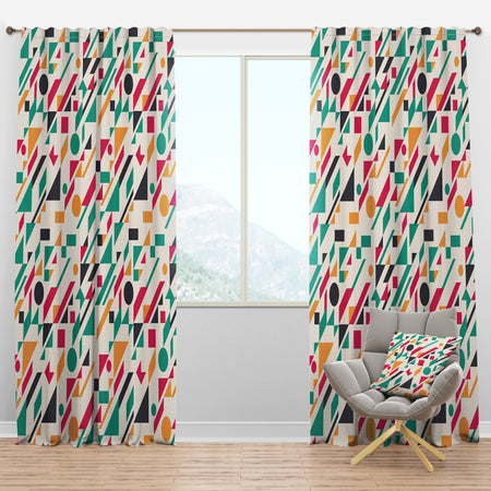 Retro Geometric Design III - Mid-Century Modern Curtain Panels