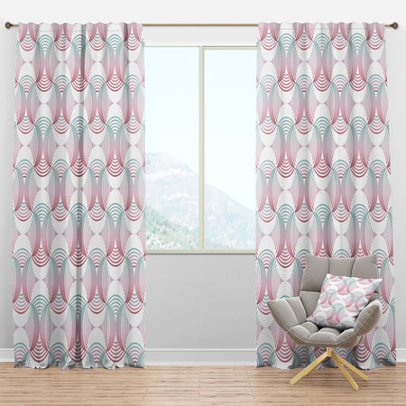 Retro Geometrical Abstract Pattern I - Mid-Century Modern Curtain Panels