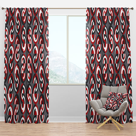 Retro Circular Pattern Geometrical - Mid-Century Modern Curtain Panels