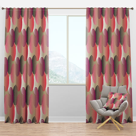 Retro Circular Pattern VIII - Mid-Century Modern Curtain Panels