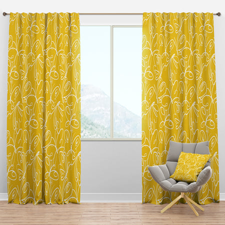 Butterflies hand drawn color pattern - Mid-Century Modern Curtain Panels