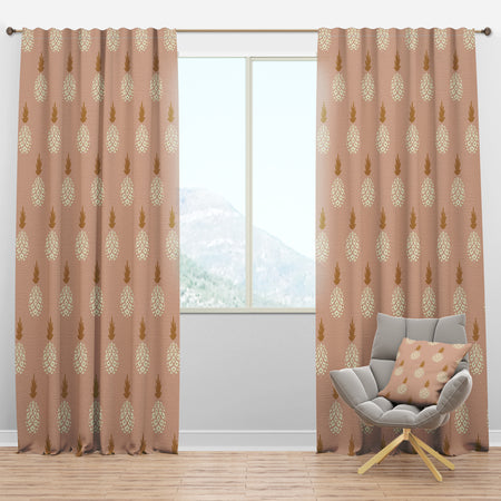 Pineapple Summer Bliss VII - Mid-Century Modern Curtain Panels