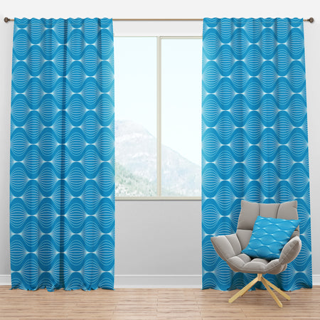 Light Blue Wave pattern - Mid-Century Modern Curtain Panels