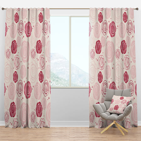 roses pattern - Mid-Century Modern Curtain Panels