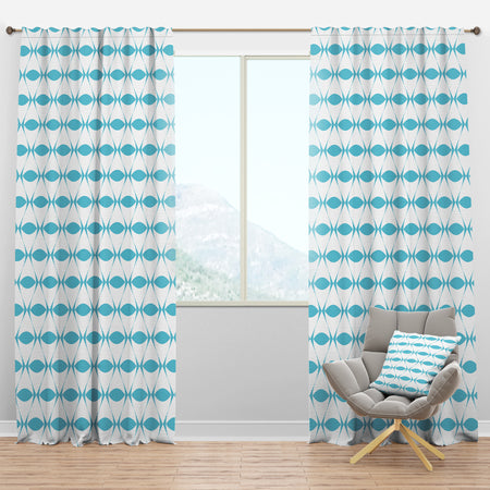 Abstract Retro Geometrical Design III - Mid-Century Modern Curtain Panels