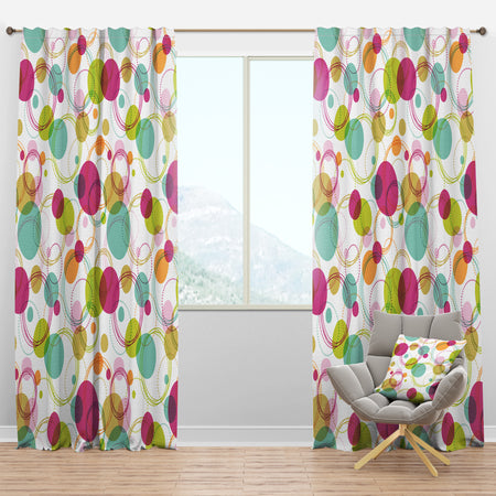 Retro Circular Design II - Mid-Century Modern Curtain Panels
