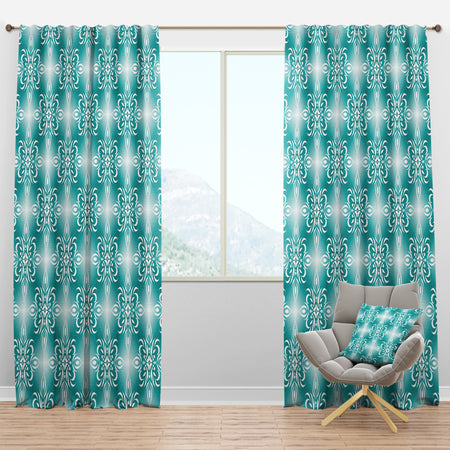 Retro Turquoise Pattern - Mid-Century Modern Curtain Panels