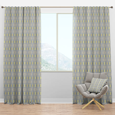 Golden Cornflower Pattern - Mid-Century Modern Curtain Panels