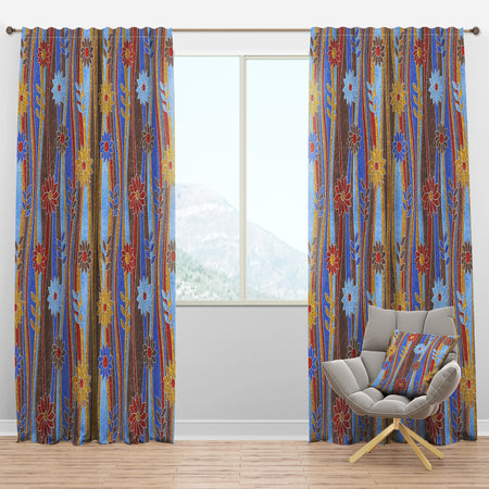 Floral Retro Pattern III - Mid-Century Modern Curtain Panels