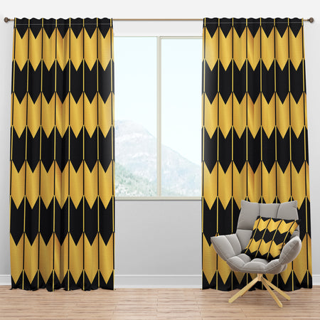 Golden Luxury Metallic Geometrics V - Mid-Century Modern Curtain Panels