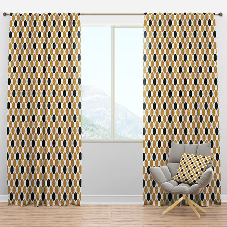 Golden Polka Dot - Mid-Century Modern Curtain Panels