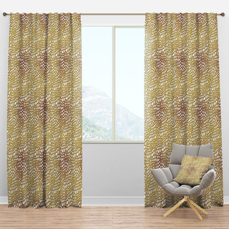 Golden Maze - Mid-Century Modern Curtain Panels