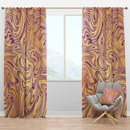 Golden Marble Design V - Mid-Century Modern Curtain Panels