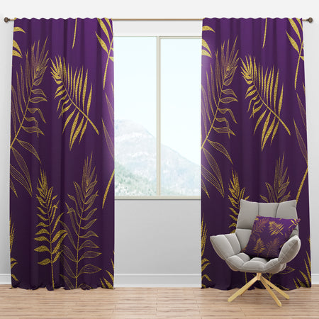 Tropical Foliage V - Mid-Century Modern Curtain Panels