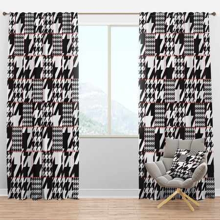 Classic Houndstooth Pattern - Mid-Century Modern Curtain Panels
