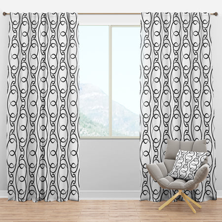 Retro Geometrical Abstract Minimal Pattern VI - Mid-Century Modern Curtain Panels
