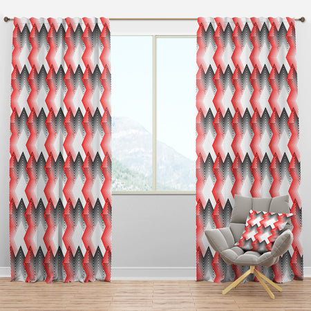 Retro Geometrical Abstract Minimal Pattern VIII - Mid-Century Modern Curtain Panels
