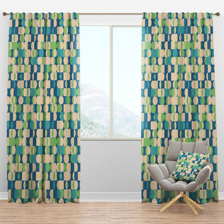 Retro Abstract Pattern I - Mid-Century Modern Curtain Panels