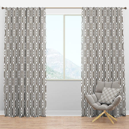 Retro Geometrical Abstract Minimal Pattern XIV - Mid-Century Modern Curtain Panels