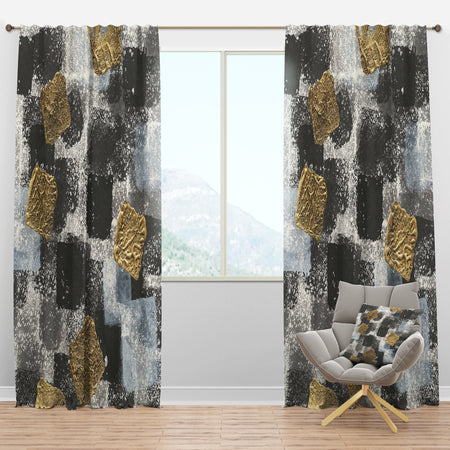 Gold Glamour Squares I - Modern Curtain Panels