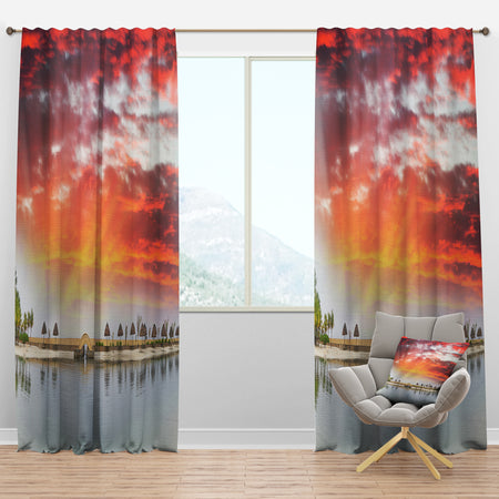 Roatan Beach Sunset Panorama - Seashore Photo Curtain Panels