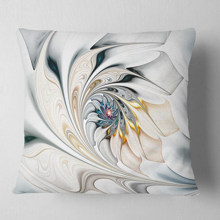 White Stained Glass Floral Art - Floral Throw Pillow