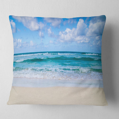 Serene Blue Tropical Beach - Seashore Throw Pillow